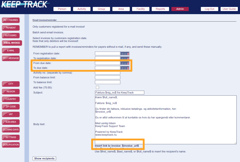 Email invoice