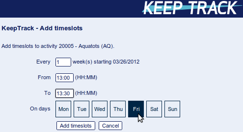 Add timeslots 2