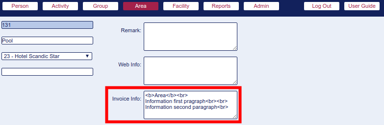 Invoice Area