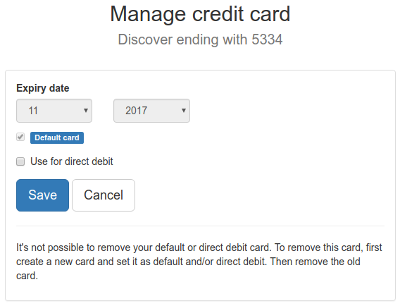 Manage credit card