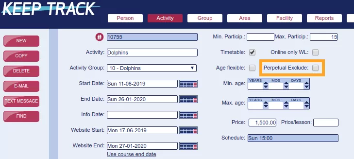 Exclude activity from perpetual