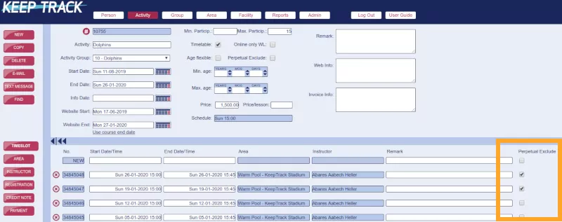 Exclude timeslots