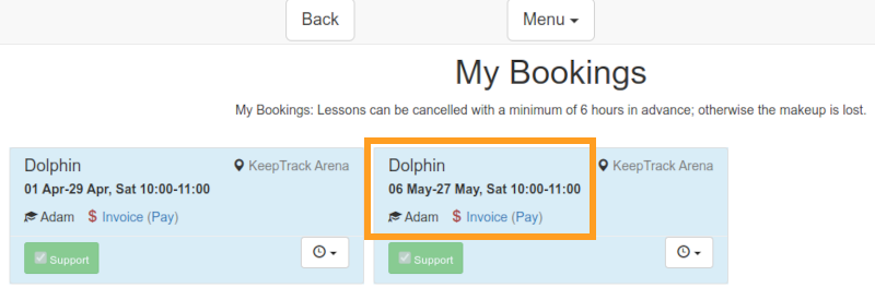 Auto registration in My Bookings